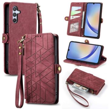 Samsung Galaxy A42 5G Red Leather Zipper Wallet Phone Case - 1