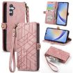 Samsung Galaxy A42 5G Pink Leather Zipper Wallet Phone Case - 1