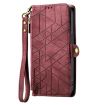 Samsung Galaxy A11 Geometric Zipper Wallet Leather Phone Case (Red) - 2