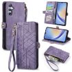Samsung Galaxy A11 Geometric Zipper Wallet Leather Phone Case (Purple) - 1