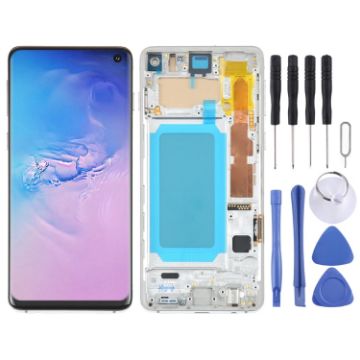Samsung Galaxy S10 SM-G973 TFT LCD Screen Digitizer Assembly with Frame - Silver - 1