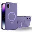 iPhone XS Max MagSafe Metal Holder Frosted Translucent Phone Case - Dark Purple - 1