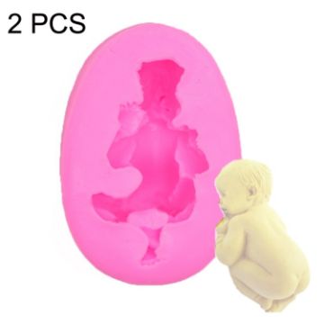2 PCS Baby Styling Silicone Mold (Pink) - Cake Chocolate Fondant Mold - 1