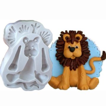 3D Animal Shape Silicone Fondant Cake Biscuit Molds - Lion (2 PCS) - 1