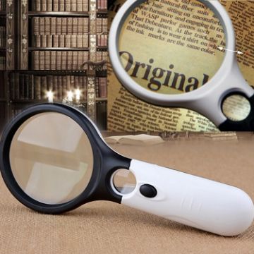 Reading Visual Magnifier with 3 LED Light, Handheld 3-45X (Black) - 1
