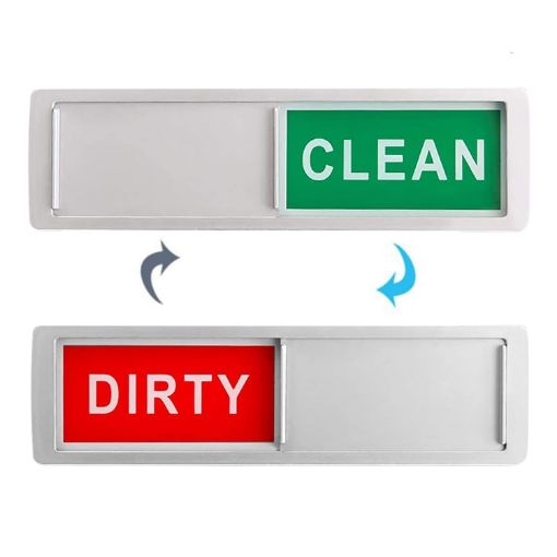 Dishwasher Magnet Clean Dirty Sign - Double-Sided Cover (White) - 1