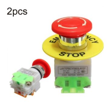 2pcs LAY37-11ZS Elevator Emergency Stop Button (Red) - 1
