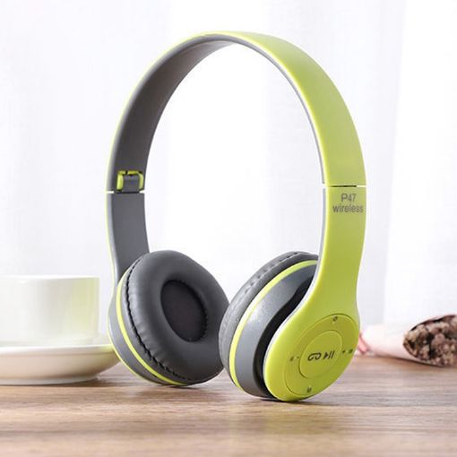 P47 Foldable Wireless Bluetooth Headphone Green - MP3/FM/Call Support - 1