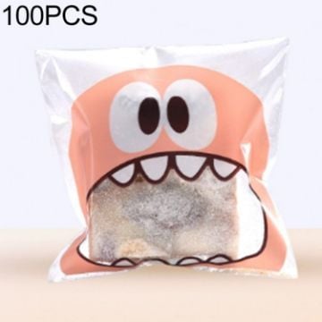 Picture of 100 PCS Cute Big Teech Mouth Monster Plastic Bag Wedding Birthday Cookie Candy Gift OPP Packaging Bags, Gift Bag Size:10x10cm (Pink)