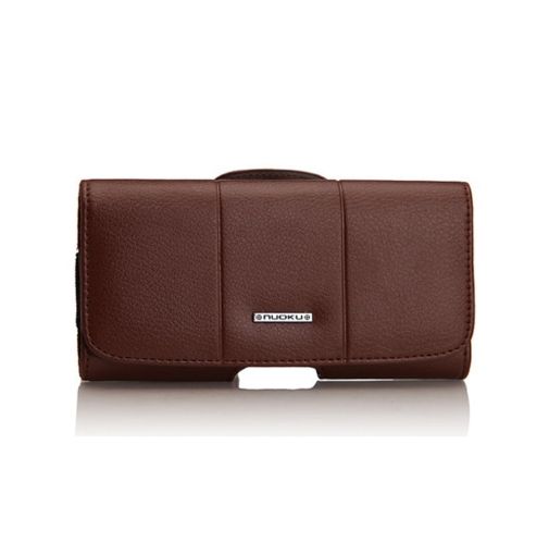 Nuoku Magnetic Flaps Leather Belt Case for Smart Phones, Brown - 1