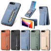 Carbon Fiber Vertical Flip Zipper Phone Case for iPhone SE 2022/2020/7/8 - Khaki - 5
