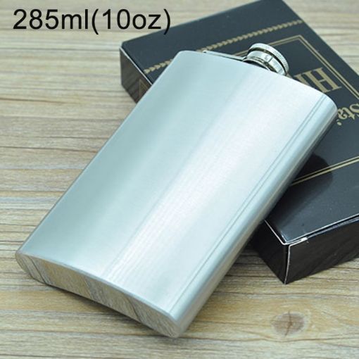 Stainless Steel Portable Hip Flask - 285mL (10oz) Silver - 1