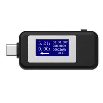 KEWEISI Type-C USB-C Tester Charger Detector Voltmeter Ammeter (Black) - 1