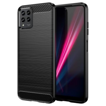 T-Mobile REVVL 6 Pro 5G Carbon Fiber TPU Phone Case - Black - 1
