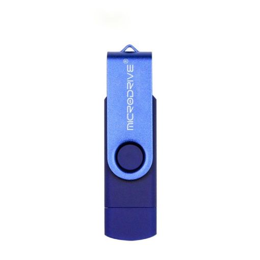128GB USB 2.0 MicroDrive Dual-use OTG Metal U Disk Blue - 1