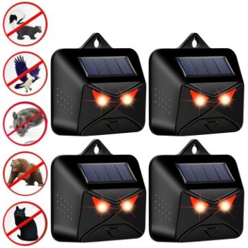 4pcs Solar Animal Repeller Waterproof Deterrent with Red LED - 1