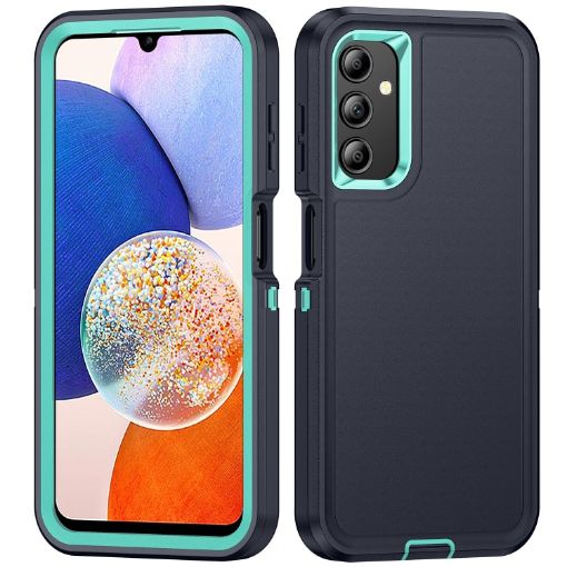Samsung Galaxy A14 5G Waterproof Rugged Phone Case - Dark Blue + Light Blue - 1