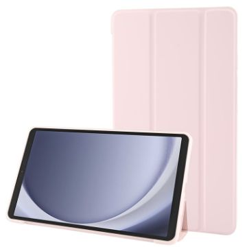 Samsung Galaxy Tab A9 Tri-fold Holder Flip Horizontal Flip TPU Leather Tablet Case - Pink - 1