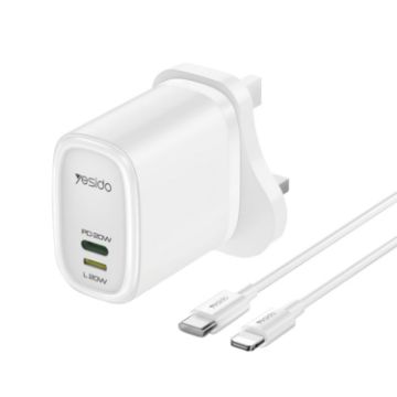 Yesido YC43 PD 20W USB-C/Type-C + 8 Pin Travel Charger with Cable - 1