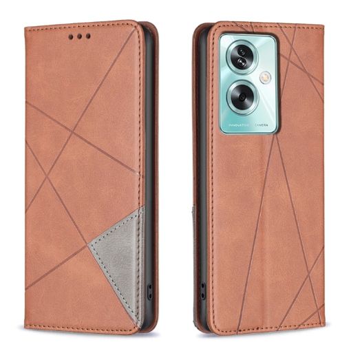 OPPO A79 5G Prismatic Leather Phone Case - Brown - 1