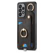 Samsung Galaxy M62/F62 Retro Skin-feel Ring Card Bag Phone Case - Black - 2