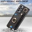 Samsung Galaxy M62/F62 Retro Skin-feel Ring Card Bag Phone Case - Black - 4
