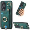 For Honor 90 Retro Skin-feel Ring Card Bag Phone Case (Green) - 1