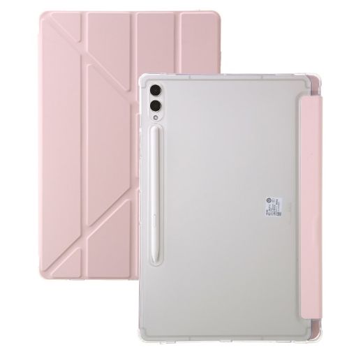 Samsung Galaxy Tab S9 FE Clear Acrylic Deformation Leather Tablet Case - Pink - 1