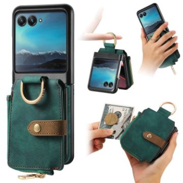 Motorola Razr 40 Ultra Retro Wallet Phone Case (Green) - 1