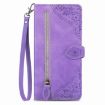 T-Mobile REVVL V+ 5G Purple Flower Leather Phone Case - 2
