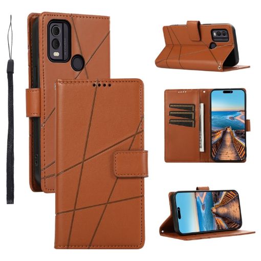 Nokia C22 PU Leather Phone Case - Brown - 1