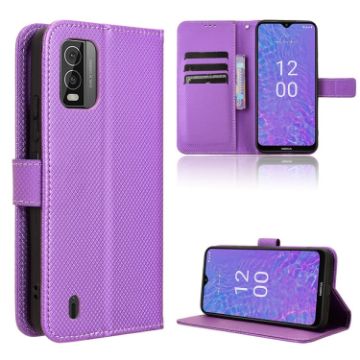 Nokia C210 Purple Leather Phone Case - Diamond Texture - 1