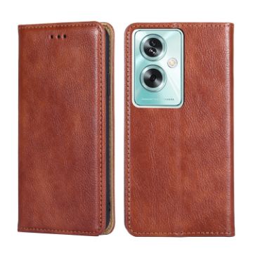 OPPO A79 5G Brown Leather Phone Case - Global Gloss Oil Solid Color - 1