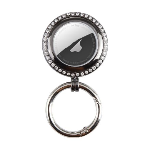 Black Electroplated Protective Case for Airtag with Keychain - 1