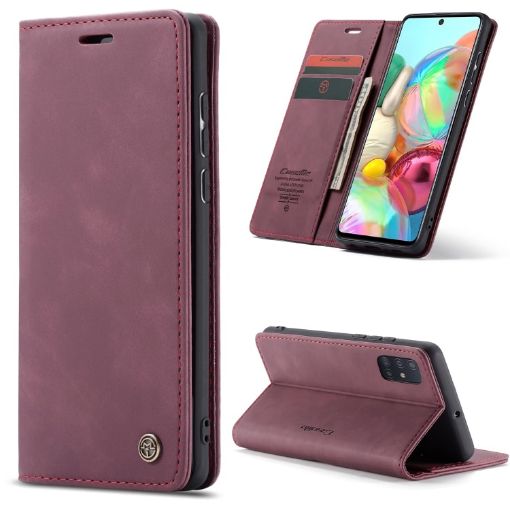 Galaxy A71 CaseMe Leather Case - Wine Red - 1