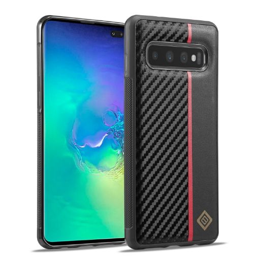 Samsung Galaxy S10 LC.IMEEKE 3 in 1 Carbon Fiber Texture Shockproof Phone Case - 1