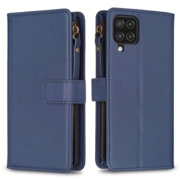 Samsung Galaxy A12 Zipper Wallet Leather Flip Phone Case Blue - 1