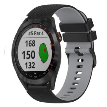 Garmin Approach S40 20mm Checkered Silicone Watch Band - Black/Grey - 1