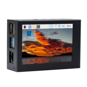 Waveshare 3.5" Display Aluminum Case for Raspberry Pi 4 - Black - 1