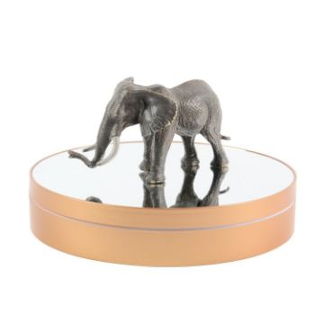 25cm Adjustable Speed Electric Rotating Display Stand Golden Mirror - 1