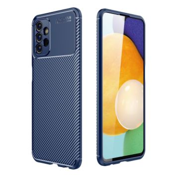 Samsung Galaxy A13 4G Carbon Fiber Texture Shockproof TPU Phone Case Blue - 1