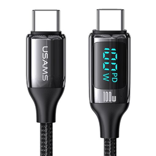 USAMS 100W Type-C to Type-C Fast Charging Cable 1.2m Black - 1