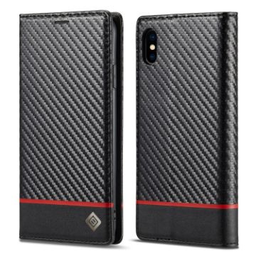 iPhone X/XS Carbon Fiber Leather Case with Holder & Card Slot - 1
