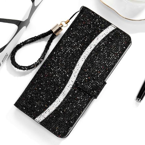 Huawei P Smart (2019) Glitter Leather Case - Black - 1