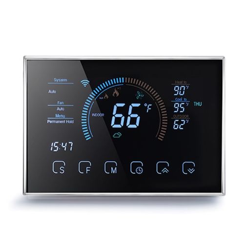 Smart Home Heat Pump Thermostat with WiFi - Black - 1