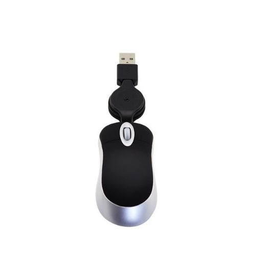 Mini Computer Mouse Retractable USB Cable Optical Ergonomic 1600 DPI - 1