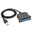 USB 2.0 to DB25 Female Print Converter Cable - Black - 2