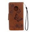 Motorola Moto G5 Plus Leather Case - Pressed Flowers Butterfly Pattern - 3