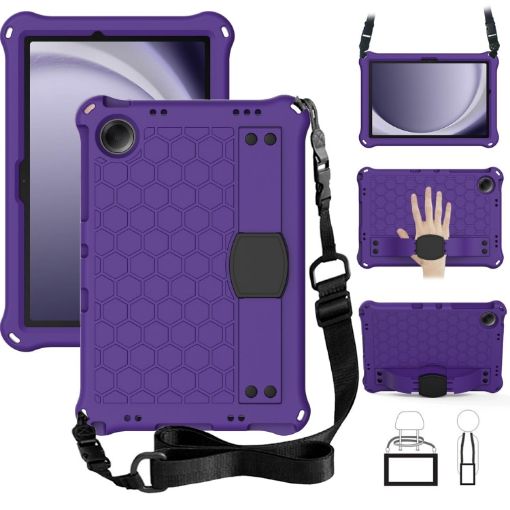 Samsung Galaxy Tab A9+ 11 X216B Tablet Case with Strap - Purple+Black - 1