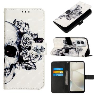 Motorola Moto G Power 5G 2024 Leather Phone Case - Skull - 1